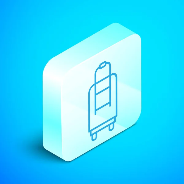 Isometrische Linie Koffer Für Reise Symbol Isoliert Auf Blauem Hintergrund — Stockvektor