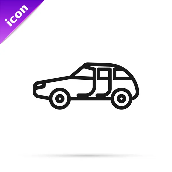 Black Line Car Icon Isolated White Background Vector Illustration — Stock Vector