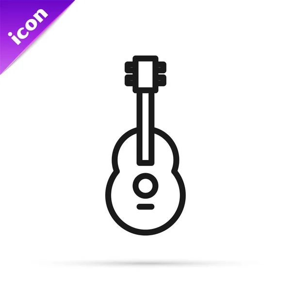 Black Line Guitar Icon Isolated White Background Acoustic Guitar String — Stock Vector