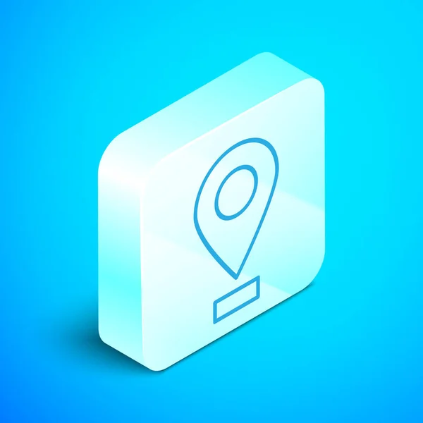 Icono Pin Mapa Línea Isométrica Aislado Sobre Fondo Azul Navegación — Vector de stock