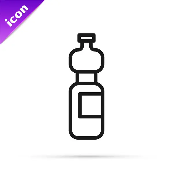 Svart Linje Flaska Med Vatten Ikon Isolerad Vit Bakgrund Läsk — Stock vektor