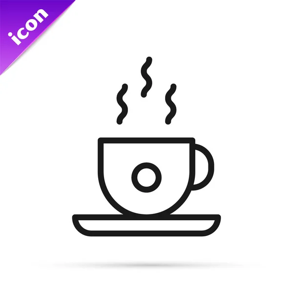 Black Line Coffee Cup Icon Isolated White Background Tea Cup — Stock Vector