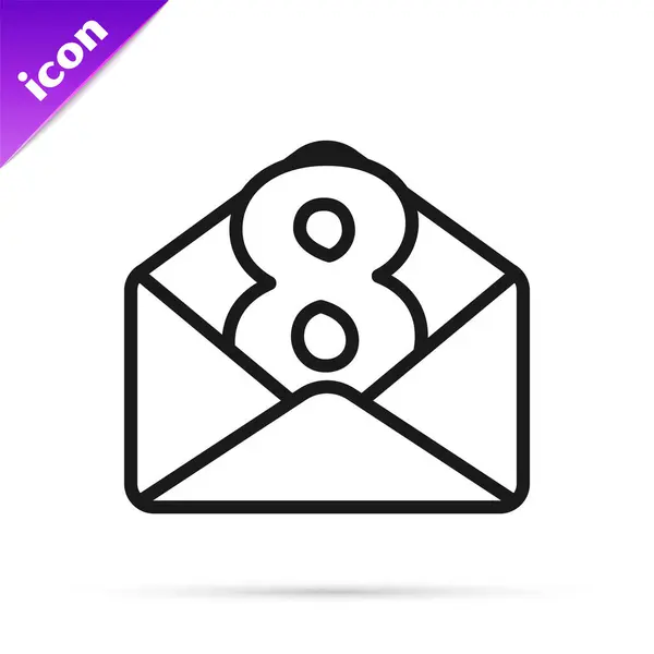 Black Line Envelope March Icon Isolated White Background Message Love — Stock Vector