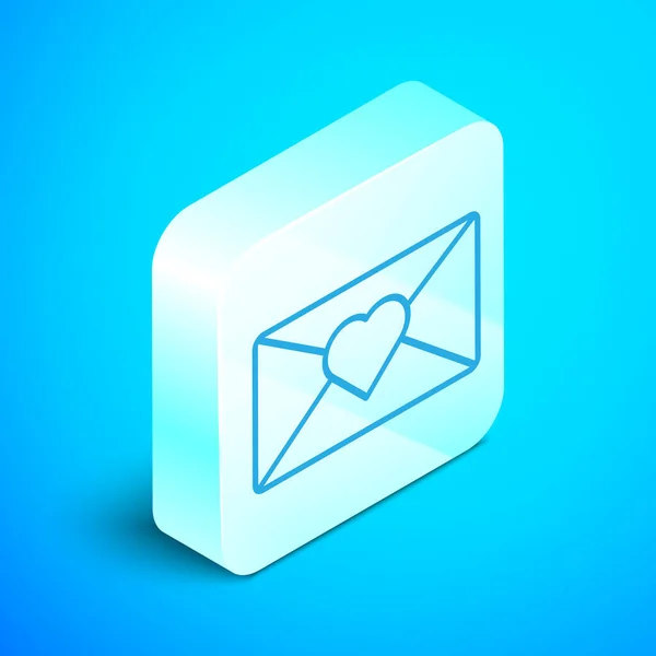 Linha Isométrica Envelope Com Ícone Março Isolado Fundo Azul Mensagem — Vetor de Stock