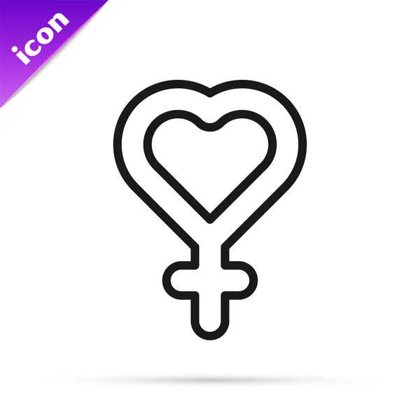 Black Line Female Gender Symbol Icon Isolated White Background Venus — Stock Vector
