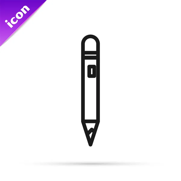 Schwarze Linie Bleistift Mit Radiergummi Symbol Isoliert Auf Weißem Hintergrund — Stockvektor