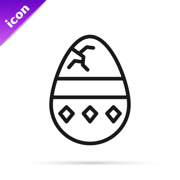 Черная Линия Разбитое Яйцо Значок Изолирован Белом Фоне Счастливой Пасхи — стоковый вектор