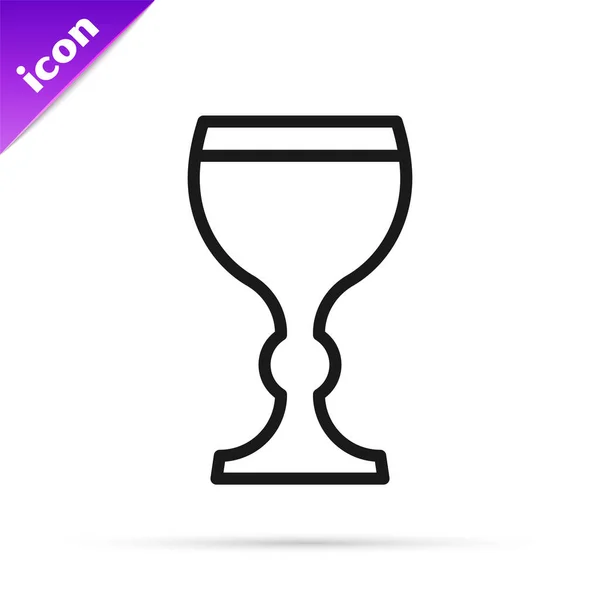 Icono Copa Vino Línea Negra Aislado Sobre Fondo Blanco Icono — Vector de stock