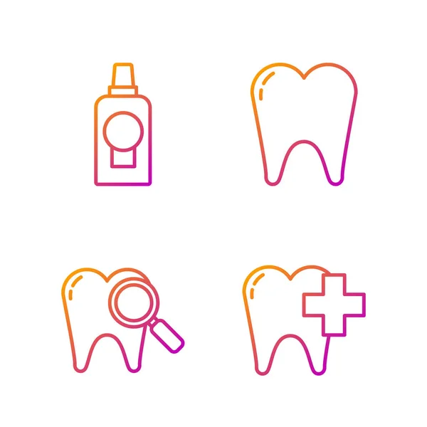 Set Line Clinique Dentaire Pour Les Soins Dentaires Dent Recherche — Image vectorielle