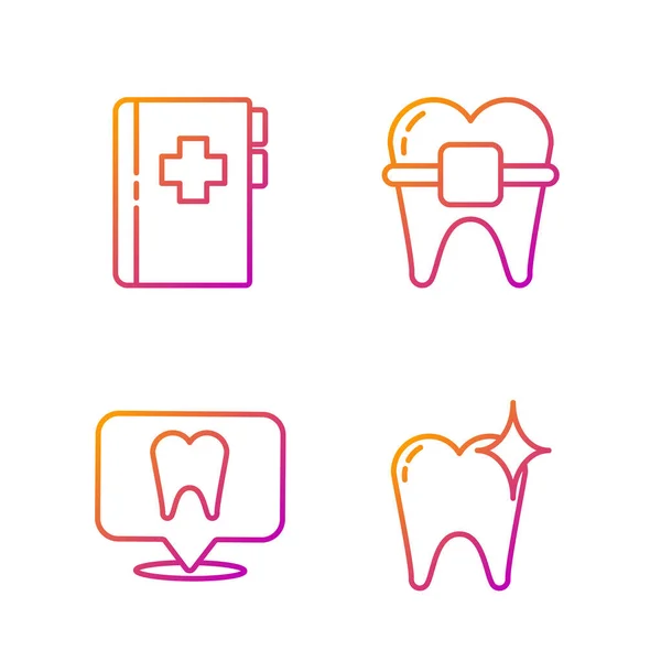 Концепция Отбеливания Зубов Расположение Стоматологической Клиники Планшет Зубной Картой Брекеты — стоковый вектор