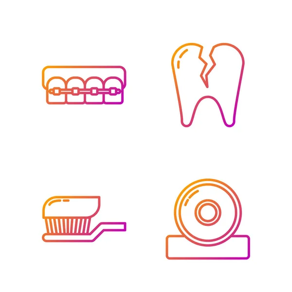 Set Line Réflecteur Tête Otolaryngologique Brosse Dents Avec Dentifrice Dents — Image vectorielle