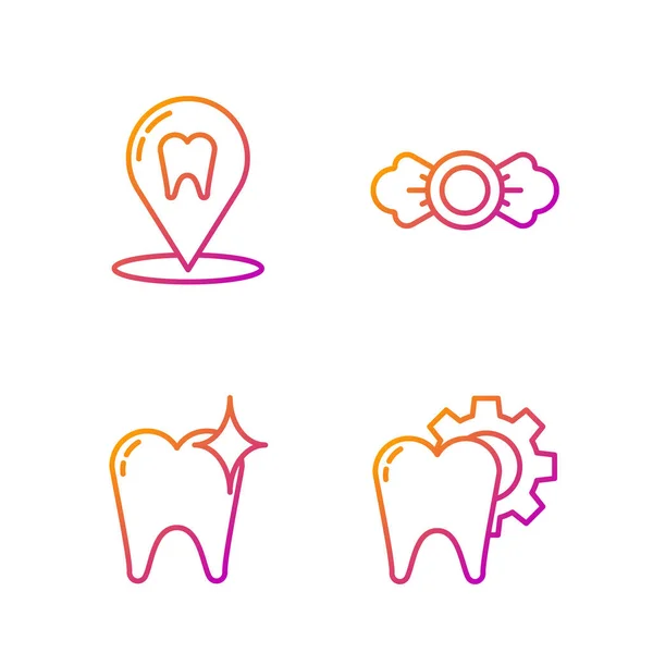 Procédure Traitement Des Dents Set Line Concept Blanchiment Des Dents — Image vectorielle