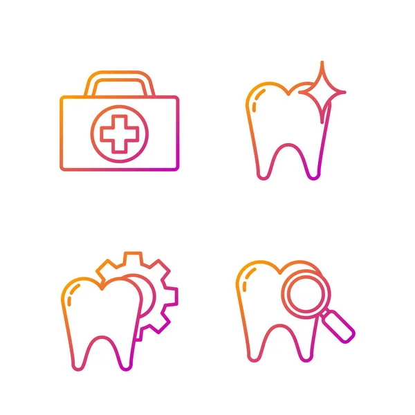 Définir Ligne Recherche Dentaire Procédure Traitement Des Dents Trousse Premiers — Image vectorielle