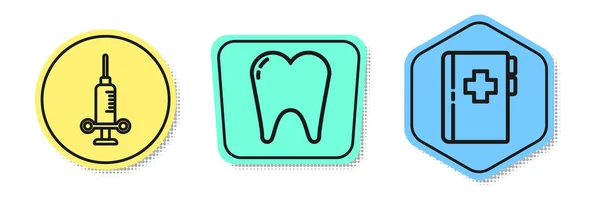Defina Linha Seringa Médica Dental Dente Área Transferência Com Cartão —  Vetores de Stock