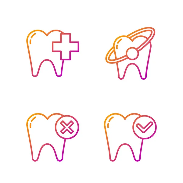 Set Line Concept Blanchiment Des Dents Dents Avec Caries Clinique — Image vectorielle