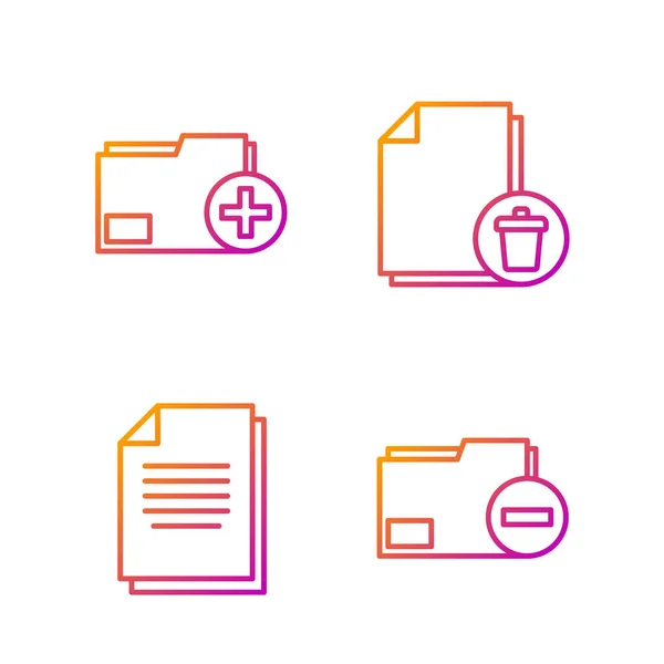 Set Line Document Folder Document Add New Folder Delete File — Stock Vector