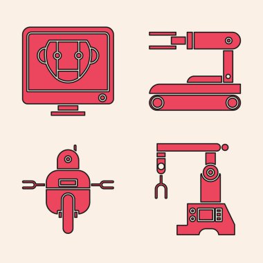 Montaj hattını, Robot, Robot ve Robot simgesini ayarla. Vektör