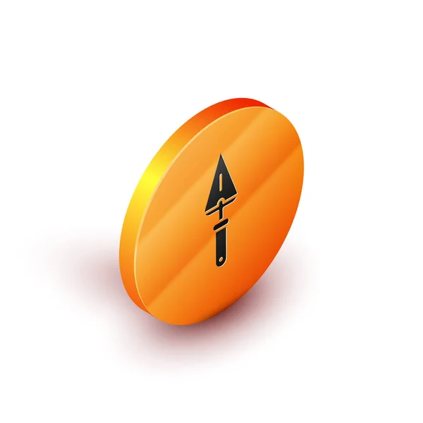 Isometric Trowel Icon Isolated White Background Orange Circle Button Vector — Stock Vector