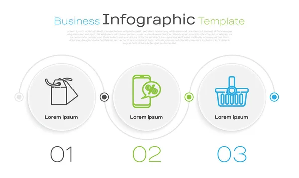 Установить Строку Пустой Шаблон Этикетки Ценник Процентная Скидка Телефон Корзина — стоковый вектор