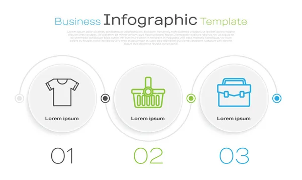 Set Line Shirt Shopping Basket Briefcase Business Infographic Template Vector — Stock Vector