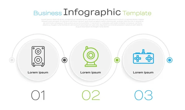 设置线立体声扬声器 网络摄像头和Gamepad 业务信息模板 — 图库矢量图片