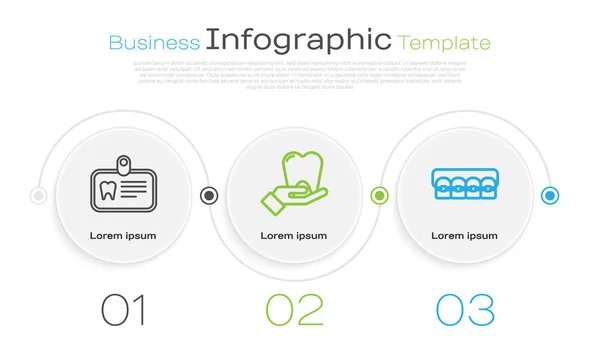 Set Line Card Tooth Tooth Teeth Braces Business Infographic Template — Stock Vector