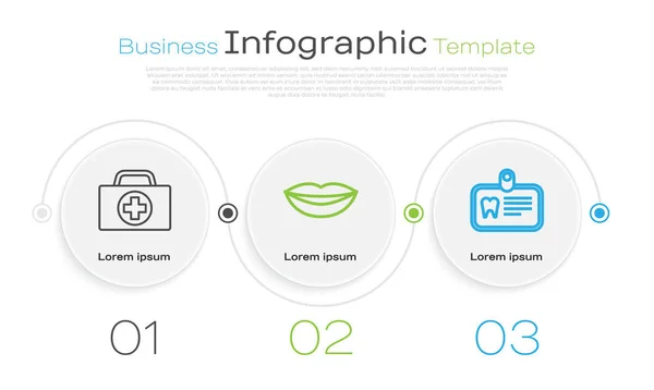 ラインを設定する応急処置キット 笑顔唇と歯でIdカード ビジネスインフォグラフィックテンプレート ベクトル — ストックベクタ