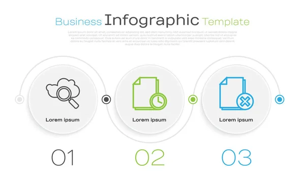 Définir Ligne Recherche Cloud Computing Document Avec Horloge Supprimer Document — Image vectorielle