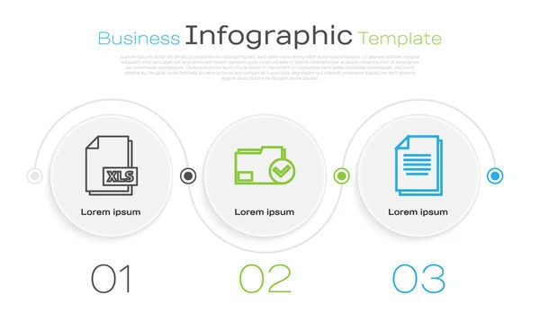 Indstil Linje Xls Fil Dokument Dokumentmappe Markere Dokument Business Infografik – Stock-vektor