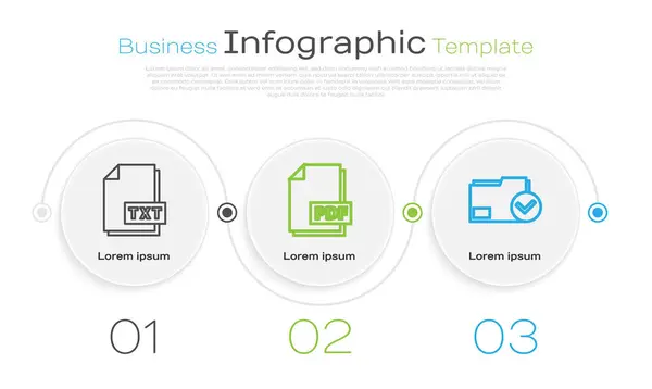 ラインTxtファイルドキュメント Pdfファイルドキュメントおよびドキュメントフォルダを設定し マークを確認します ビジネスインフォグラフィックテンプレート ベクトル — ストックベクタ