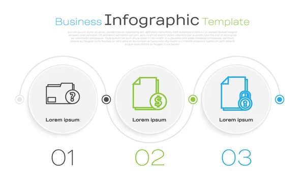 Indstil Linje Ukendt Dokumentmappe Finansdokument Dokument Lås Business Infografik Skabelon – Stock-vektor