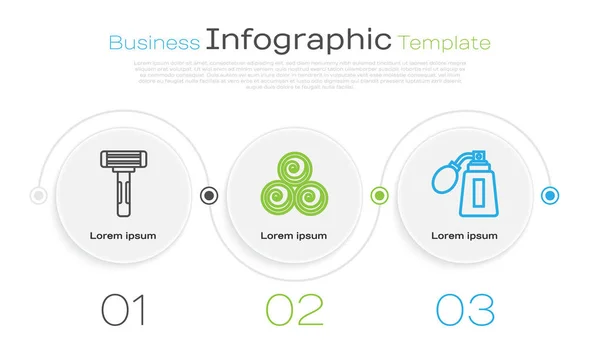 Set Line Rasoir Raser Rouleaux Serviettes Bouteille Après Rasage Avec — Image vectorielle