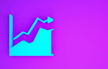 Mavi Yağ fiyat artışı simgesi mor arka planda izole edildi. Petrol endüstrisi krizi konsepti. Minimalizm kavramı. 3d illüstrasyon 3B canlandırma
