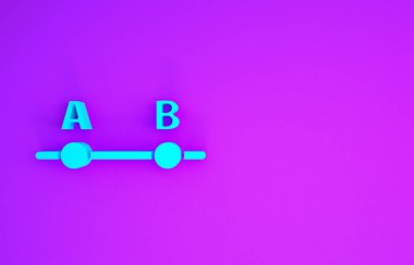 Mavi Grafik, çizelge, grafik, diyagram, bilgi, mor arkaplanda izole edilmiş turta grafik simgesi. Minimalizm kavramı. 3d illüstrasyon 3B canlandırma