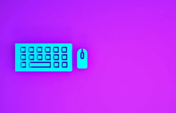 Голубая Клавиатура Иконка Мыши Выделены Фиолетовом Фоне Знак Компонента Концепция — стоковое фото