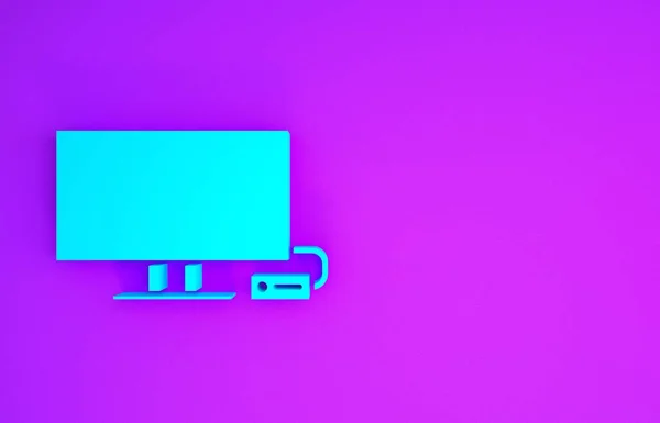 Azul Smart Icono Aislado Sobre Fondo Púrpura Señal Televisión Concepto —  Fotos de Stock