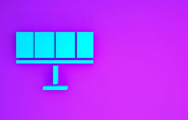 Icono Del Panel Energía Solar Azul Aislado Sobre Fondo Púrpura —  Fotos de Stock