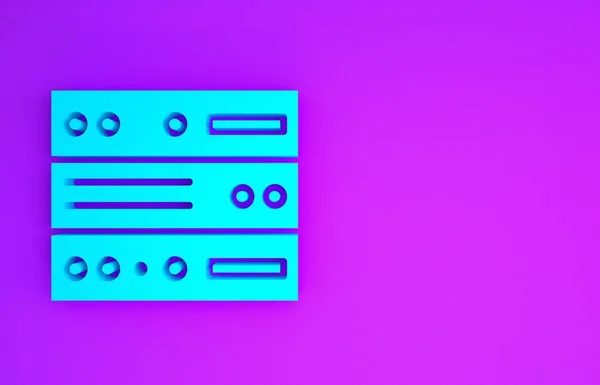 Blauer Server Daten Webhosting Symbol Isoliert Auf Violettem Hintergrund Minimalismus — Stockfoto