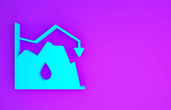 Blue Drop Crude Oil Price Icon Isolated Purple Background Inglés — Foto de Stock