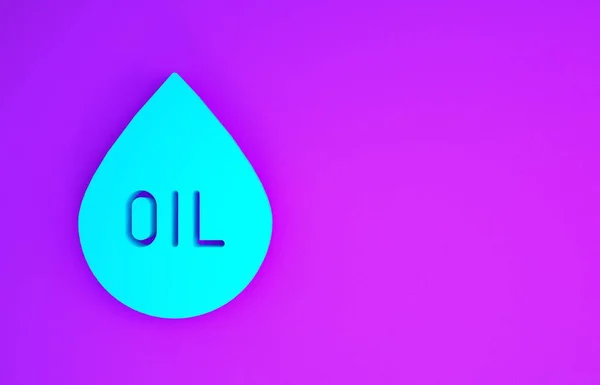 Μπλε Oil Πτώση Εικονίδιο Απομονώνονται Μωβ Φόντο Μινιμαλιστική Έννοια Απεικόνιση — Φωτογραφία Αρχείου