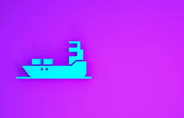Blue Oil Tanker Schip Pictogram Geïsoleerd Paarse Achtergrond Minimalisme Concept — Stockfoto