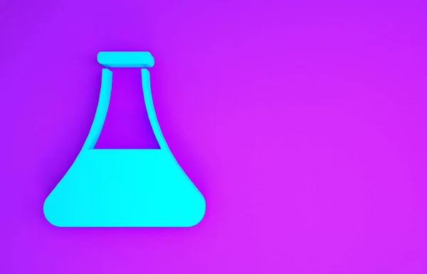 Ícone Tubo Teste Gasolina Blue Oil Isolado Fundo Roxo Conceito — Fotografia de Stock