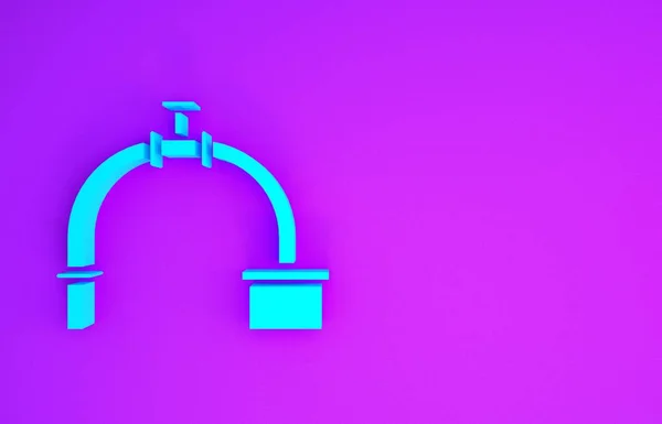 Синя Промисловість Металева Труба Значок Клапана Ізольовані Фіолетовому Фоні Концепція — стокове фото