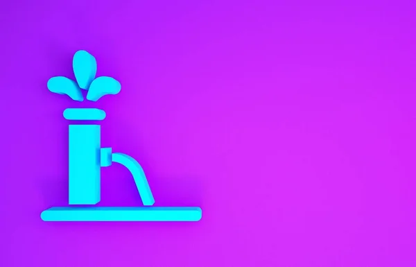 蓝色油泵或泵杰克图标隔离在紫色背景 石油钻机最低纲领的概念 3D渲染3D插图 — 图库照片