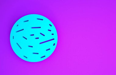 Mavi Gezegen Venüs simgesi mor arkaplanda izole edilmiş. Minimalizm kavramı. 3d illüstrasyon 3B canlandırma