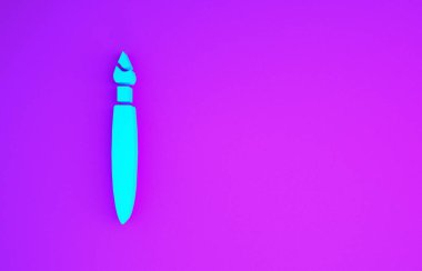 Mor arkaplanda mavi boya fırçası simgesi izole edildi. Minimalizm kavramı. 3d illüstrasyon 3B canlandırma