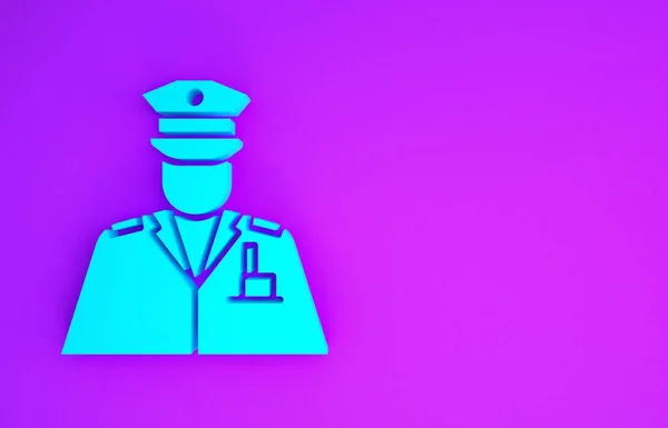 Icône Policier Bleu Isolé Sur Fond Violet Concept Minimalisme Illustration — Photo