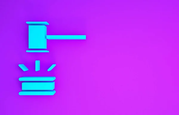 Ікона Blue Judge Gavel Ізольована Фіолетовому Фоні Гавел Судження Про — стокове фото