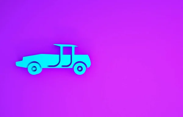 Blue Car Icoon Geïsoleerd Paarse Achtergrond Minimalisme Concept Illustratie Renderen — Stockfoto
