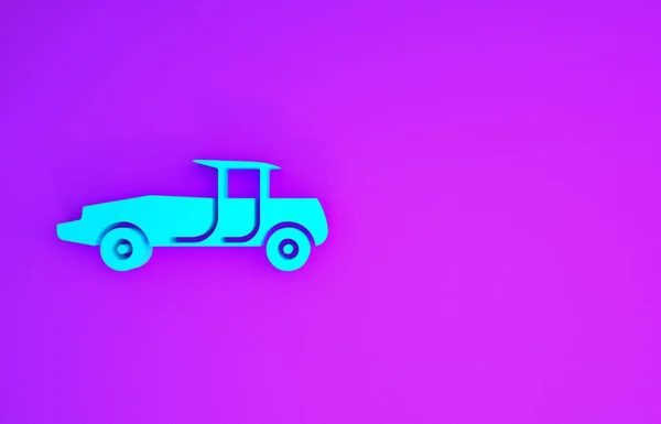 Icône Voiture Bleue Isolée Sur Fond Violet Concept Minimalisme Illustration — Photo